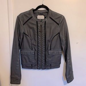 Anthropologie black faux-leather jacket